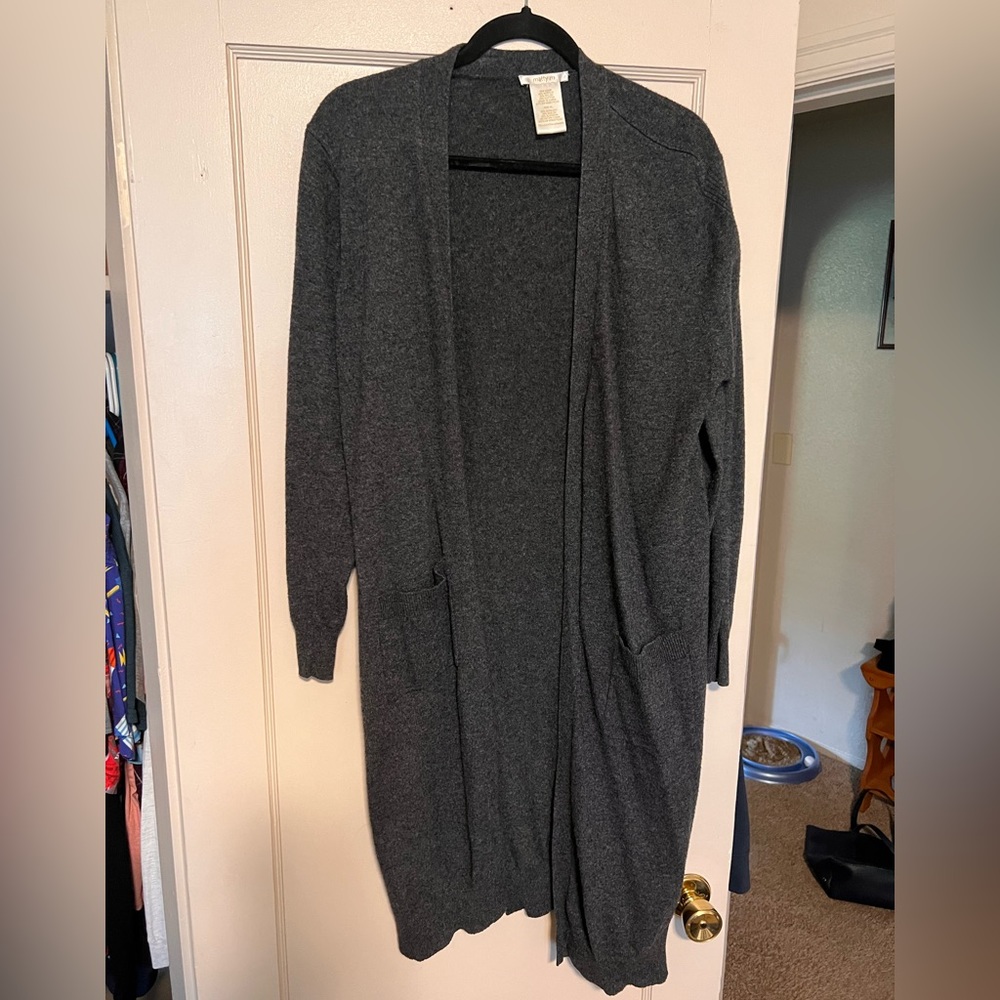 Long Dark Charcoal Gray XL Cardigan
